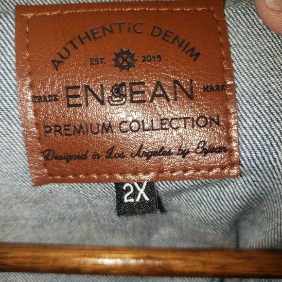 Plus Size 2X Denim Jacket Button Up Blue Wash Y2K Grunge Indie Enjean Skater - Picture 3 of 8